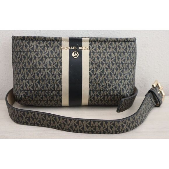 Michael Kors 556346 Women's Sz L/XL Black/Gold Jet Set Fanny Pack Belt Bag - Picture 1 of 6